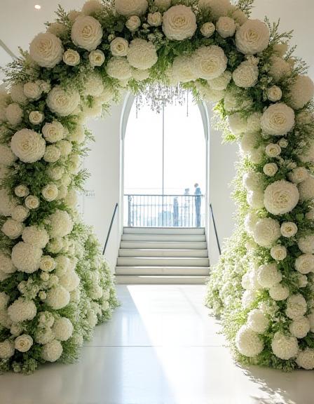 Grand wedding entrance with floral arches